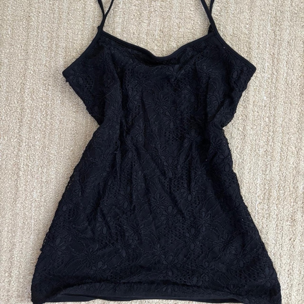 Black Lace Spaghetti Strap Dress